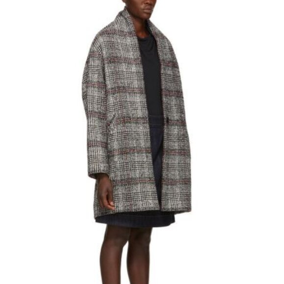 Isabel Marant Etoile Eabrie Wool Coat in Black and White